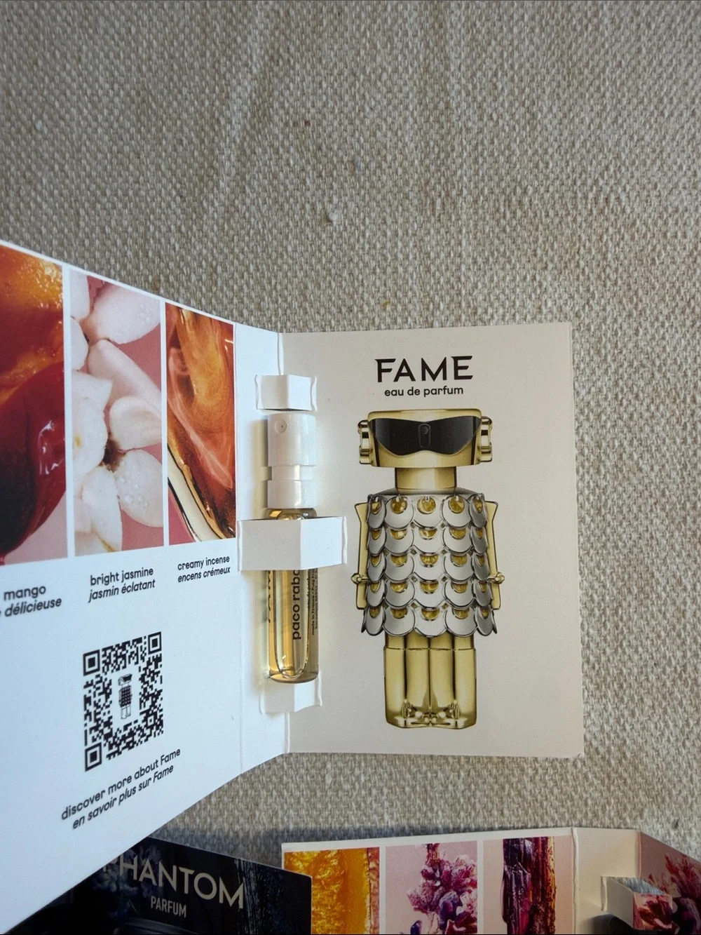 Paco Rabanne Sample Card Set of 5 Fame Snd Phantom NEW